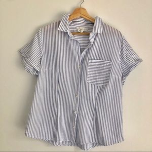 H&M LOGG blue/white striped button up shirt